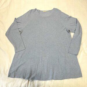 Eileen Fisher Light Blue Organic Cotton Blend Long Sleeve Tunic | Size XL